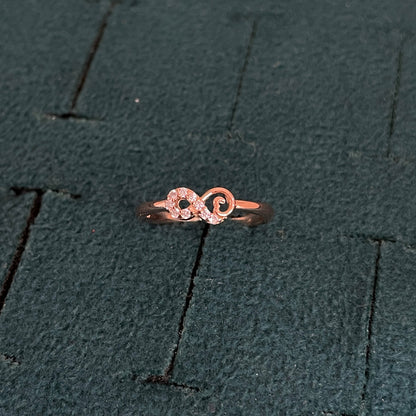 92.5 Silver Rose Gold Plated White CZ Infinity Scroll Toe Rings