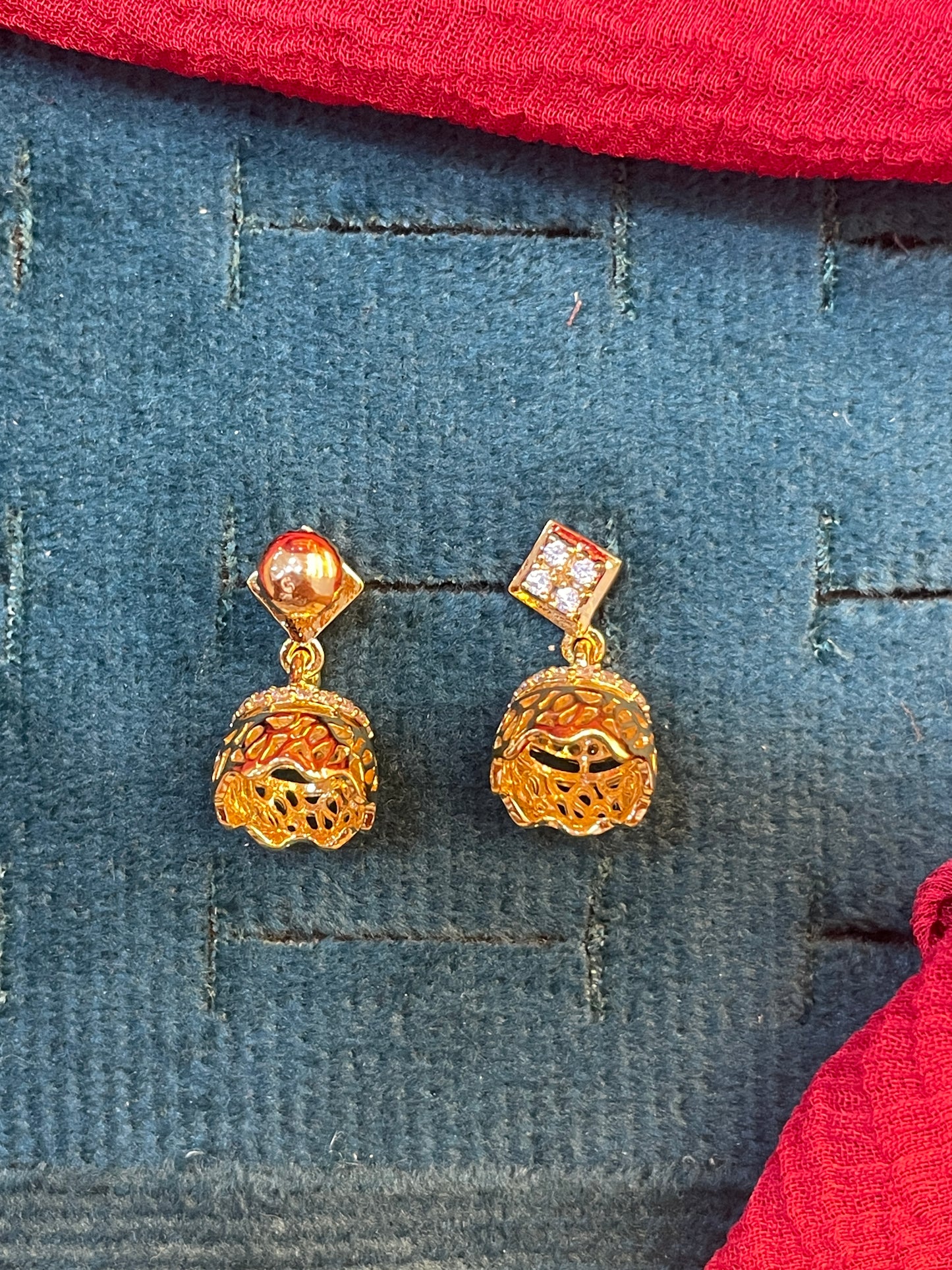 92.5 silver gold plated classy white stone earrings