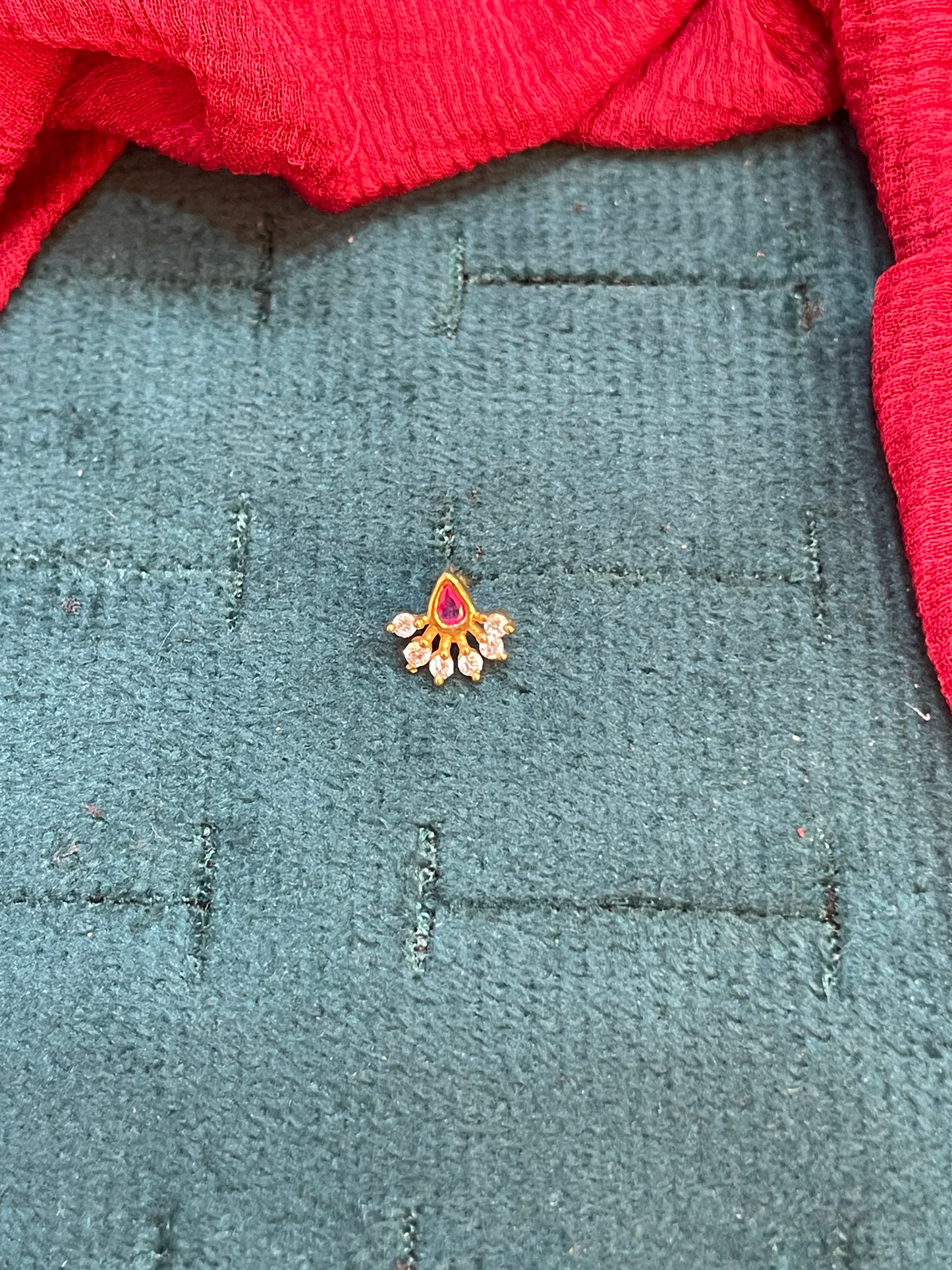 925 Silver Gold Plated Ruby Nosepin