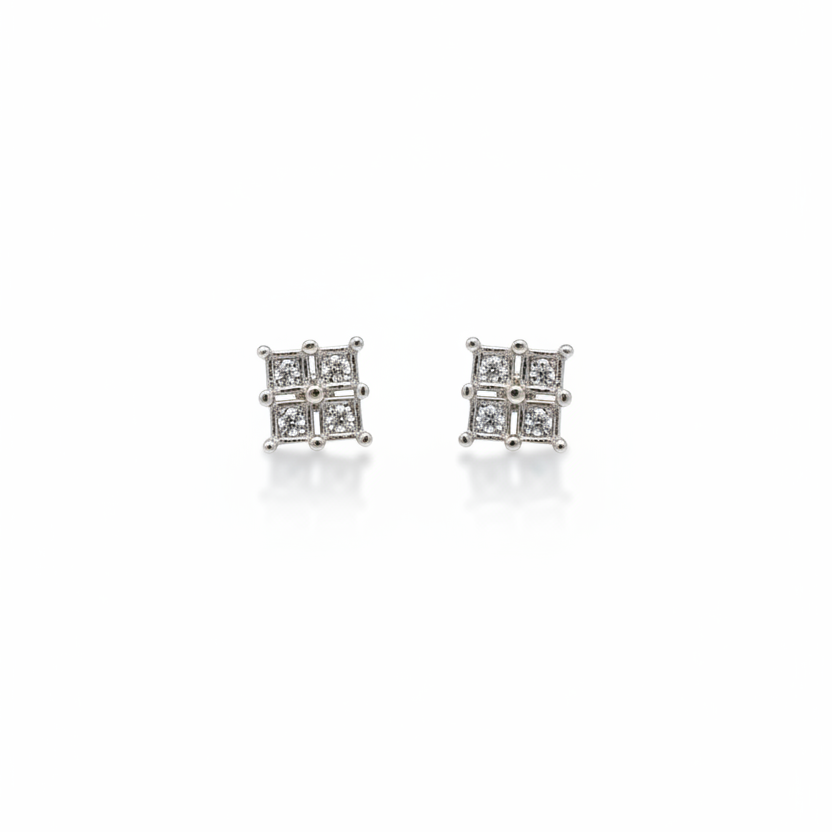 92.5 Silver Square Earrings for Women | Stylish Geometric Design | Elegant Daily Wear Jewellery