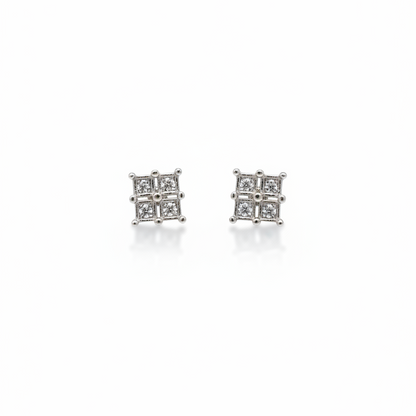 92.5 Silver Square Earrings for Women | Stylish Geometric Design | Elegant Daily Wear Jewellery