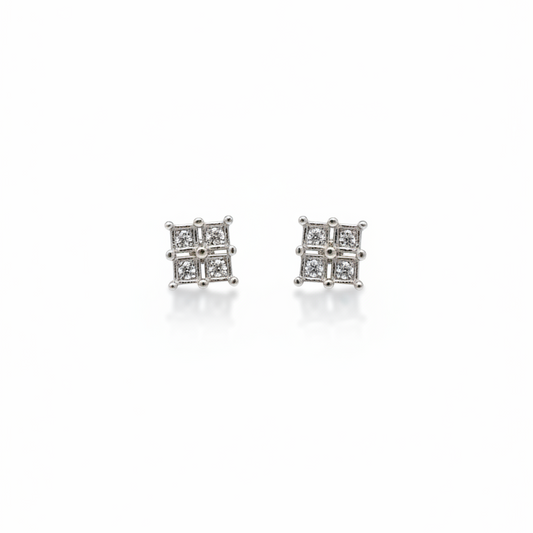 92.5 Silver Square Earrings for Women | Stylish Geometric Design | Elegant Daily Wear Jewellery