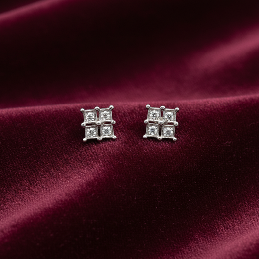 92.5 Silver Square Earrings for Women | Stylish Geometric Design | Elegant Daily Wear Jewellery