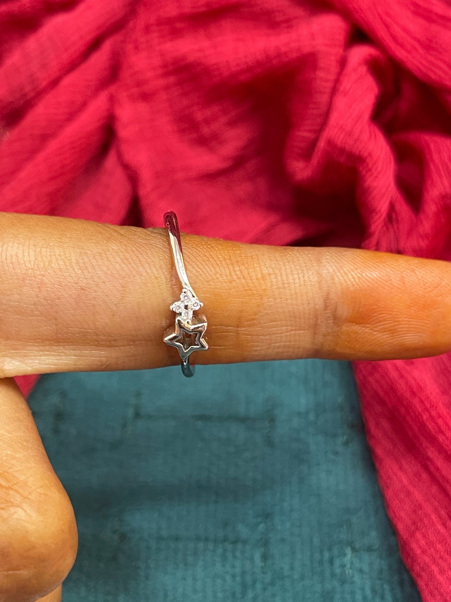 92.5 Silver Dual Star Ring - Size 16