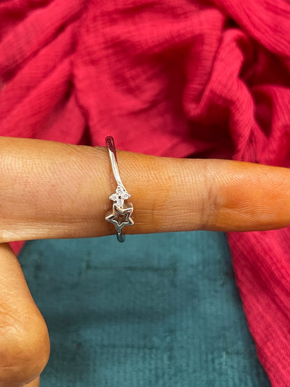 92.5 Silver Dual Star Ring - Size 16
