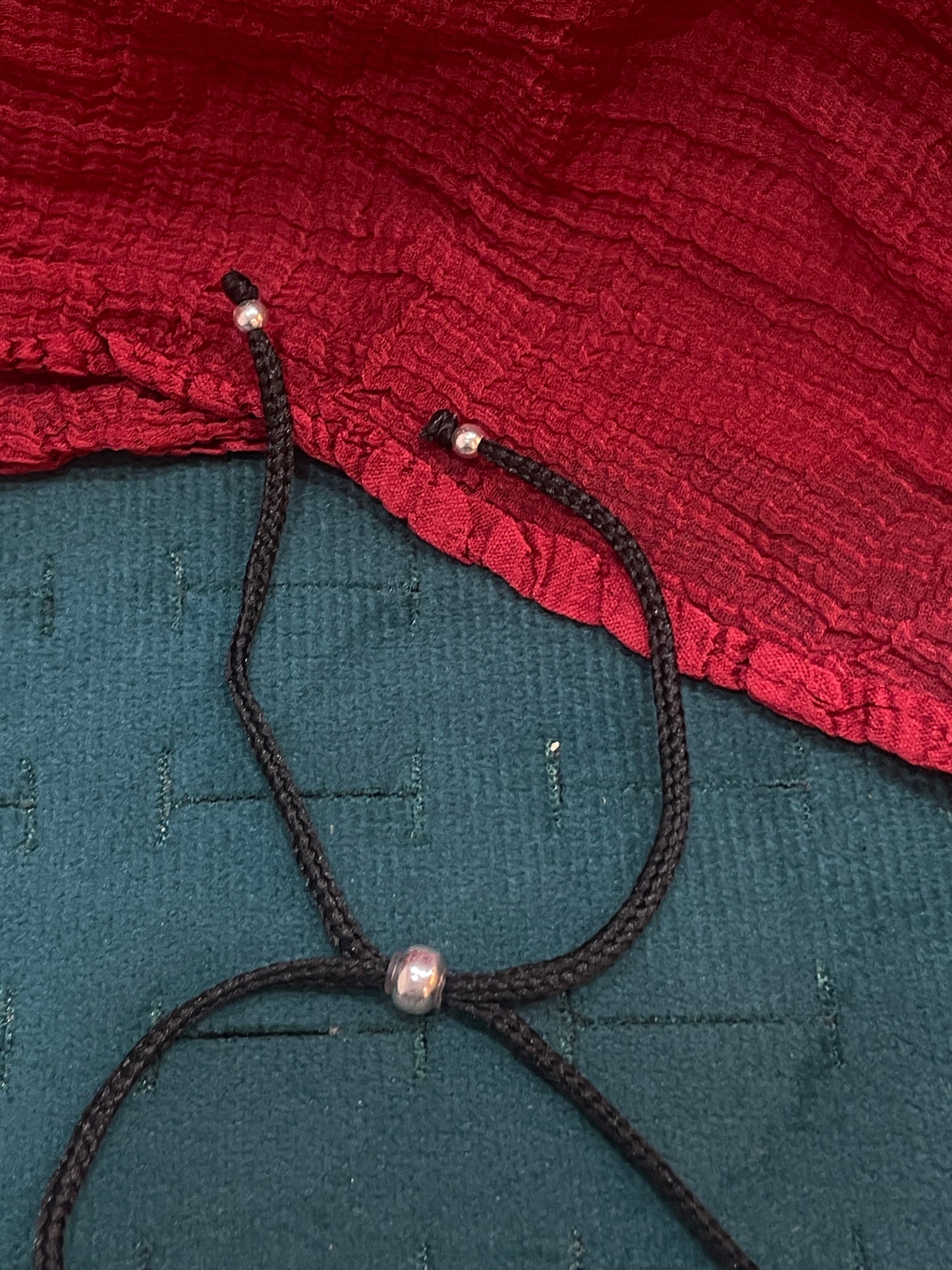 92.5 Silver Thread Anklet with Double Heart Charm - single pc