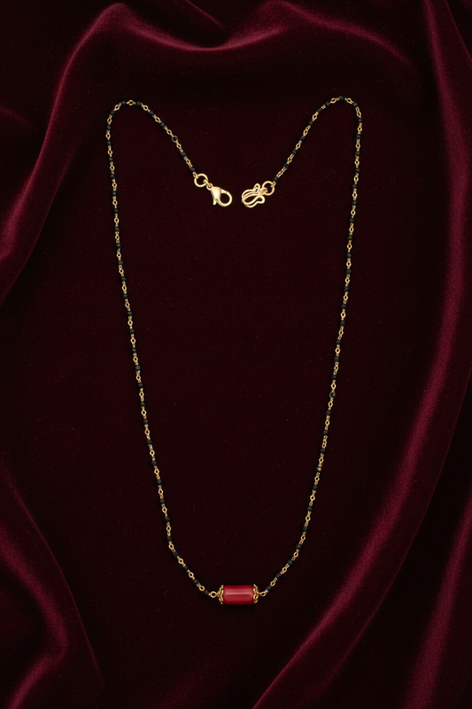 925 Silver Gold Plated Coral Black beads Chain