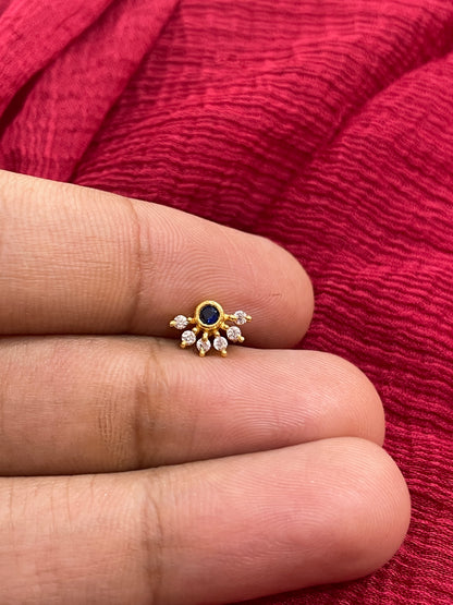 92.5 Silver Gold Plated Nose Pin for Women | Stylish Elegant Design | Jewellery