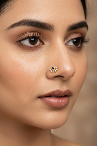 92.5 Silver Gold Plated Nose Pin for Women | Stylish Elegant Design | Jewellery