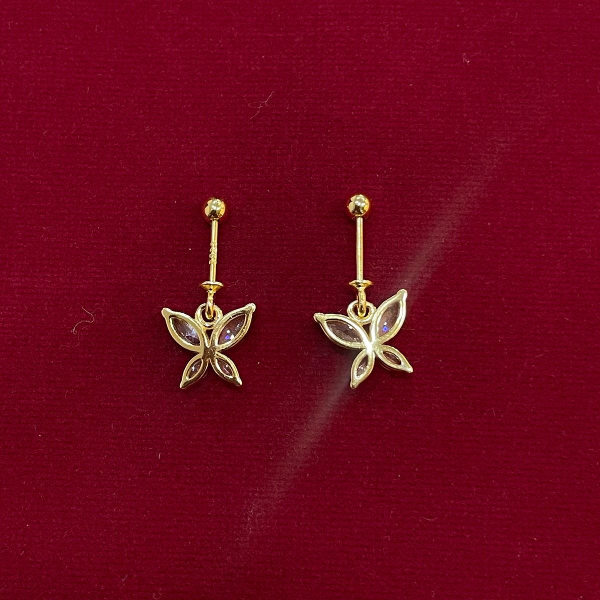 92.5 Silver Gold Plated Butterfly Hanging Bugadi -  Pair