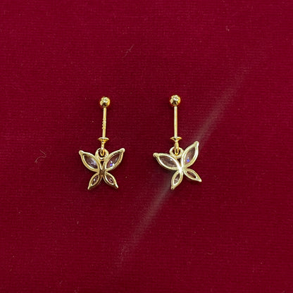 92.5 Silver Gold Plated Butterfly Hanging Bugadi -  Pair