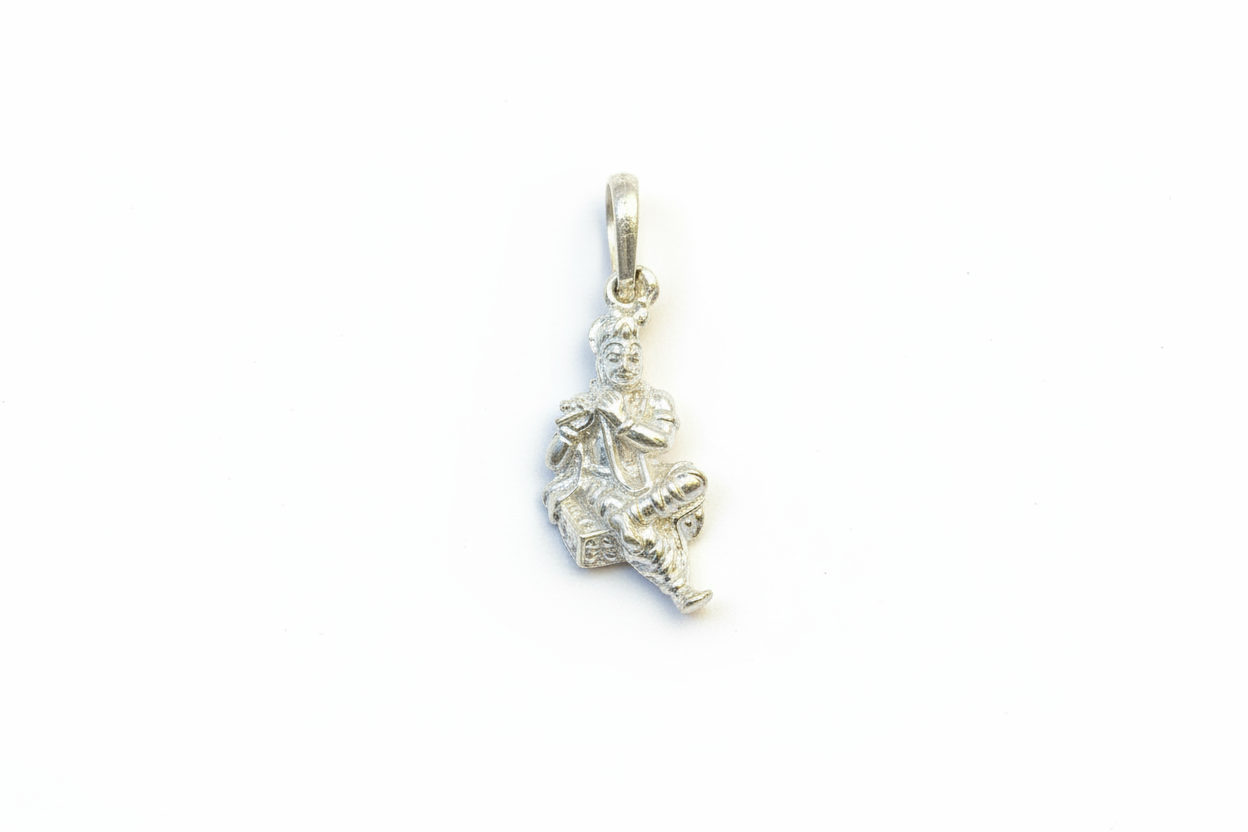 92.5 Silver Krishna Design Pendant for Men & Women – Traditional Finish