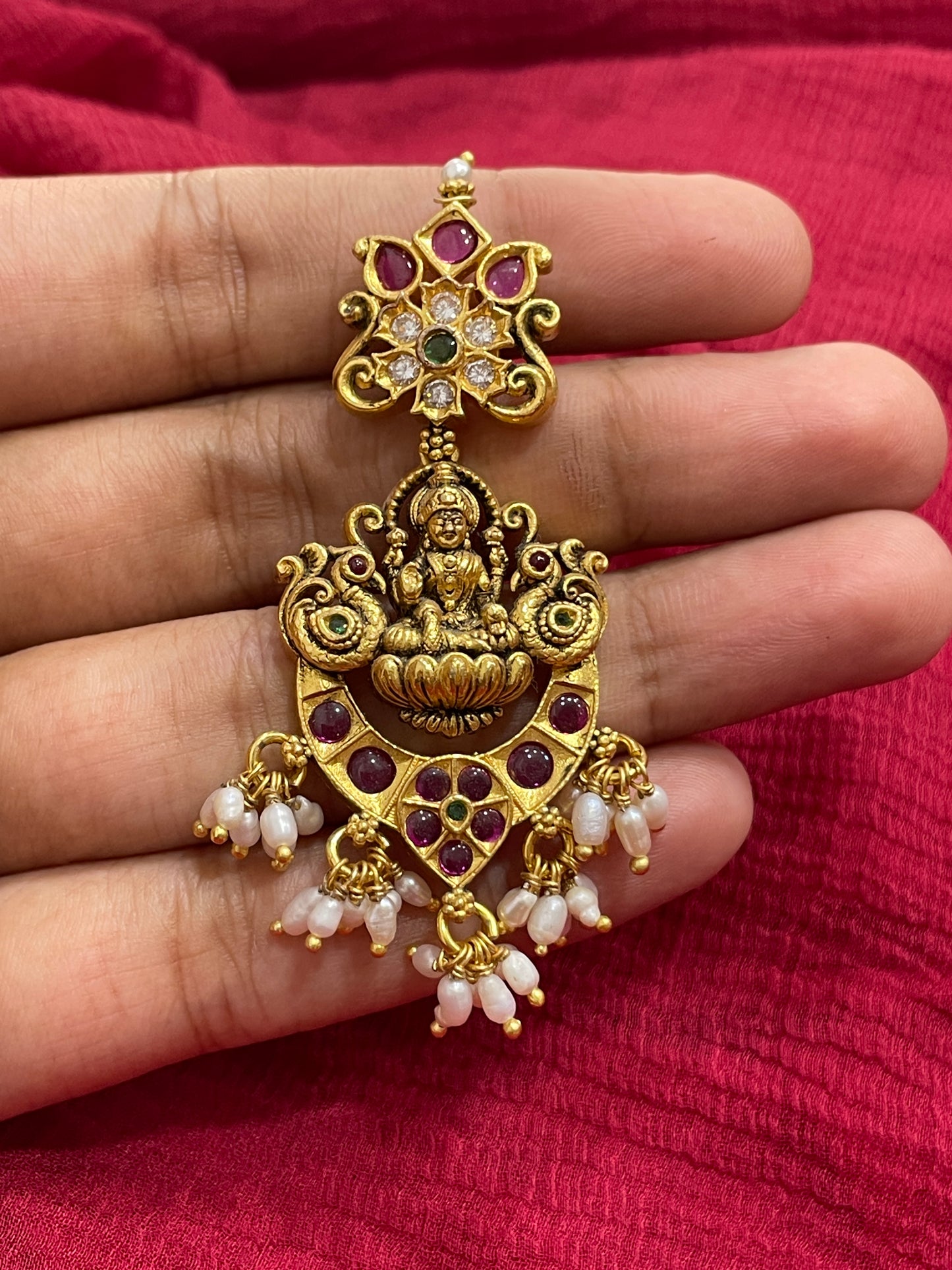92.5 Silver Gold Plated Lakshmi Devi Earrings for Women | Traditional Temple Design | Spiritual Jewellery