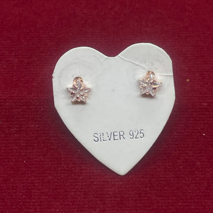 Rose Gold Plated 92.5 Sterling Silver Four-Prong Round CZ Solitaire Stud Earrings for Women | Classic CZ Claw-Set Studs | Second Piercing Earring Pair