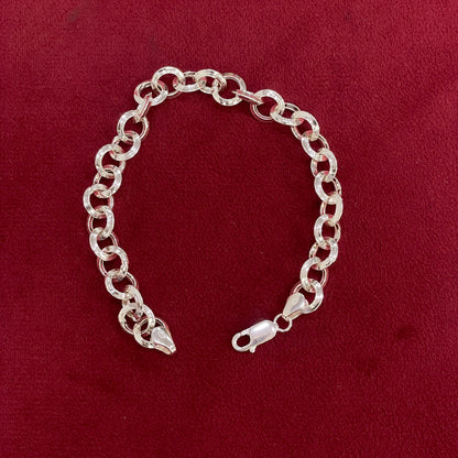 92.5 Silver Round Link Chain Bracelet for Men