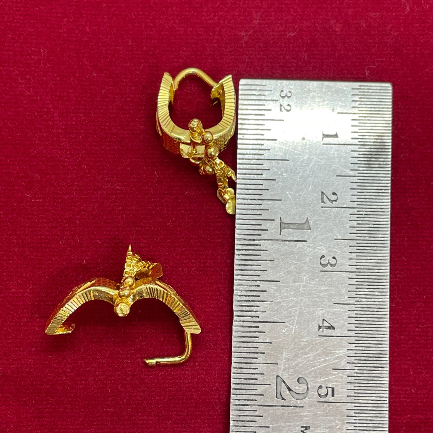 92.5 Sterling Silver Gold Plated Diamond-Cut Bali Earrings