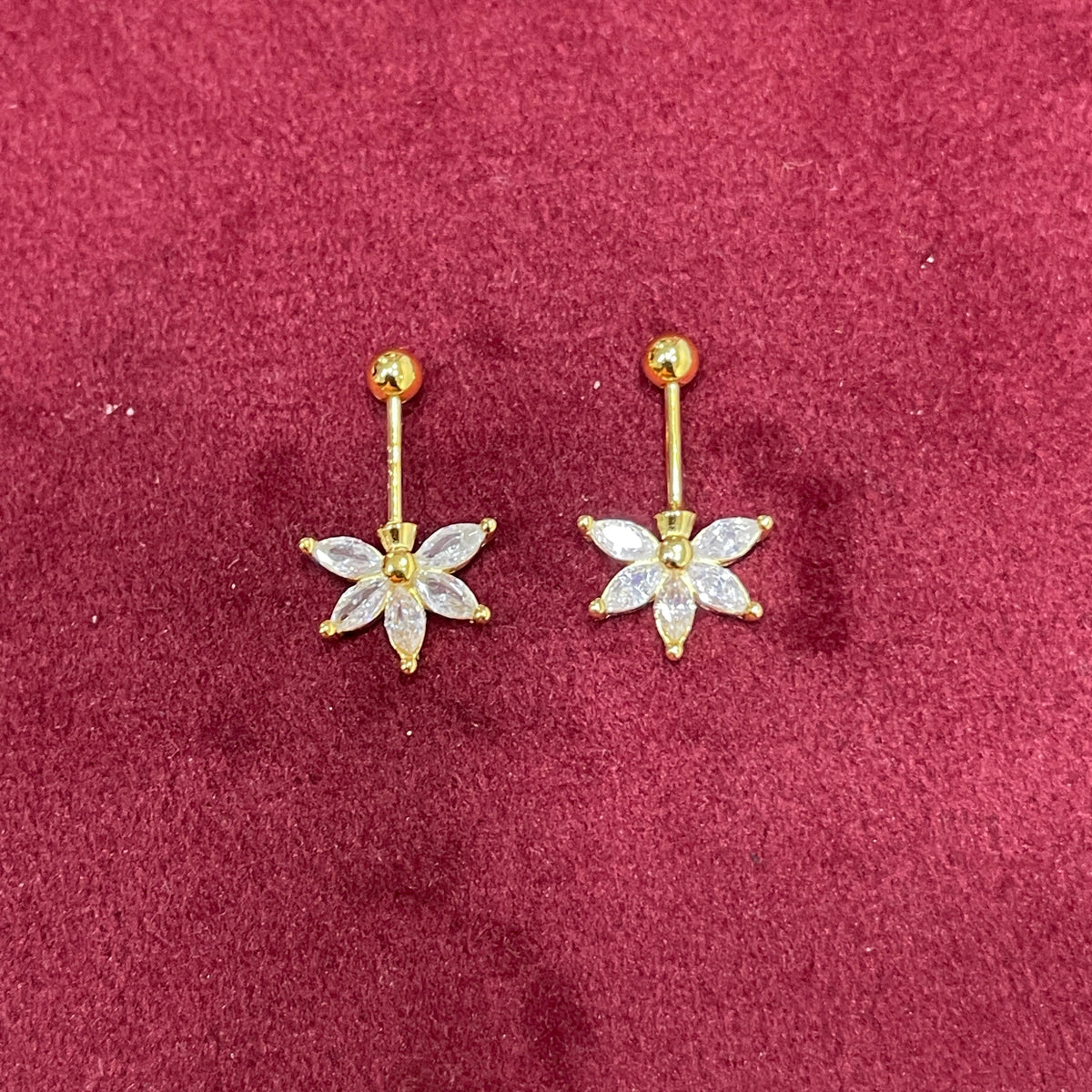 92.5 Silver Gold Plated Five Leaf Star Bugadi Pair | Stylish Unique Design | Jewellery