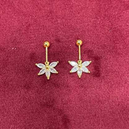 92.5 Silver Gold Plated Five Leaf Star Bugadi Pair | Stylish Unique Design | Jewellery