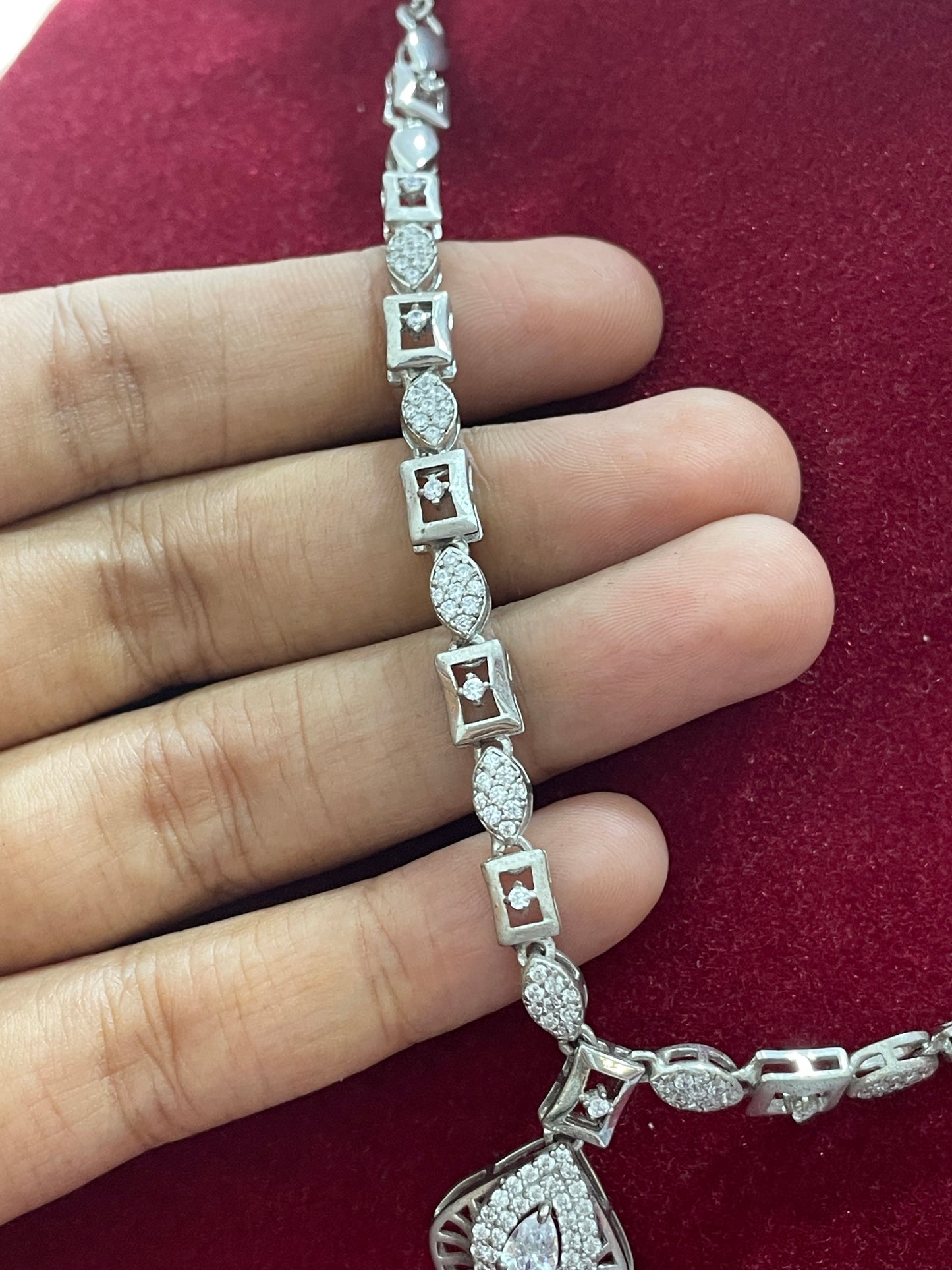 92.5 Silver Classy Stylish Necklace for Women 19 Inches | Elegant Premium Design | Modern Jewellery