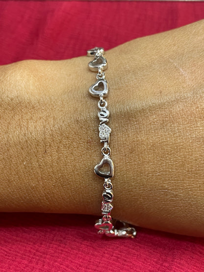 925 Silver Love Heart Bracelet