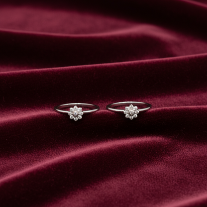 925 Silver Flower Toe rings