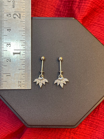 92.5 Silver Hanging Five Leaf Bugadi Pair for Women | Floral Helix Earrings | Elegant Daily Wear