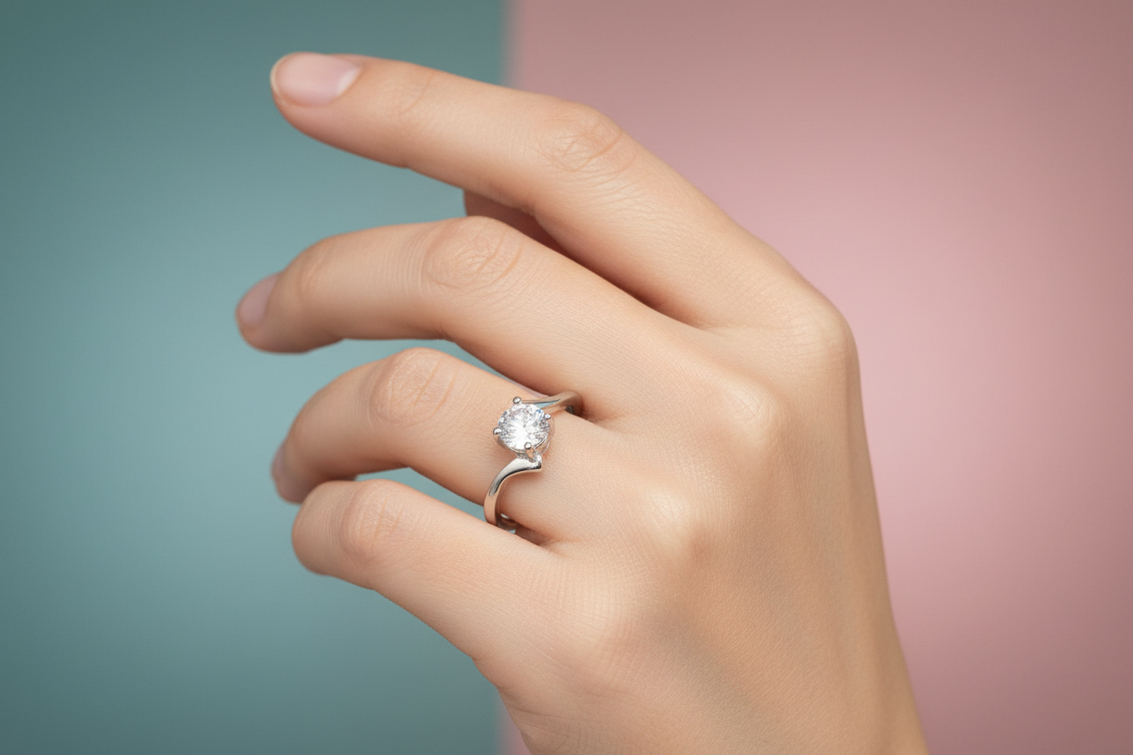92.5 Silver White Stone Ring for Women Size 11 | Stylish Luminous Design | Elegant Fashion Jewellery