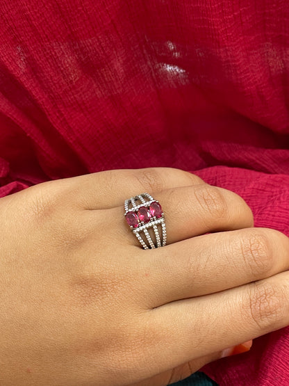 92.5 Silver Classy Pink Stone Ring for Women Size 17 | Elegant Premium Design | Stylish Jewellery