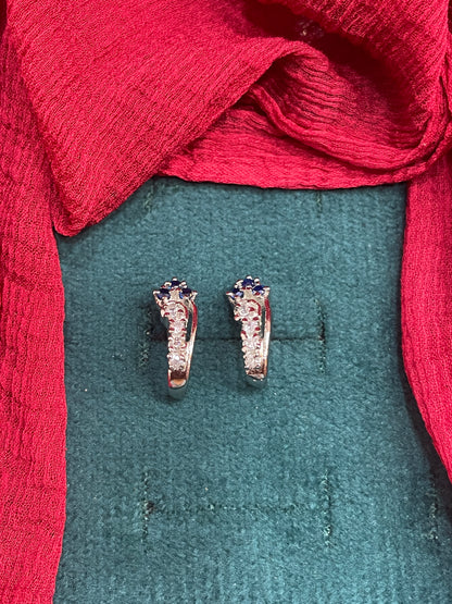 92.5 Silver Blue J Studs Pair