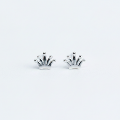 92.5 Sterling Silver Crown & Ball Stud Earrings for Women pair
