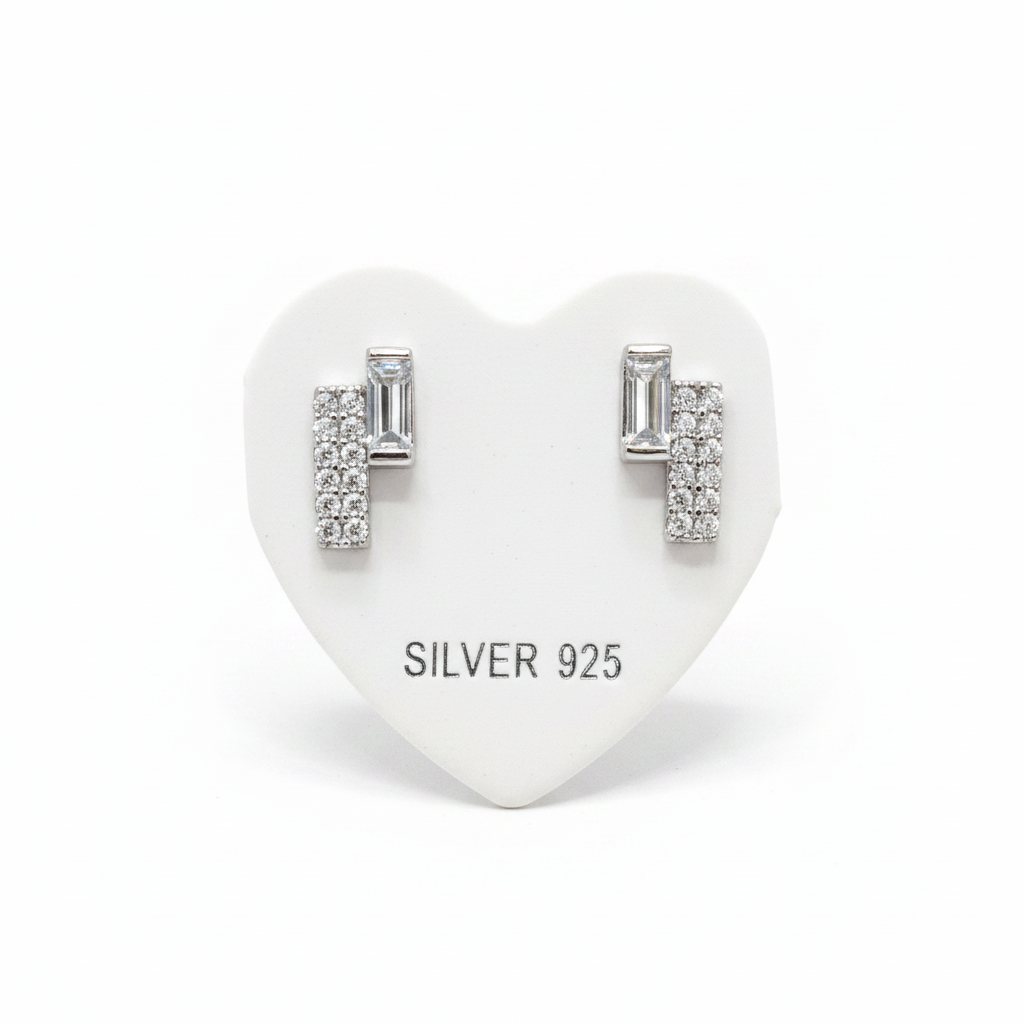92.5 Silver White Stone Studs | Classic Everyday Design | Jewellery