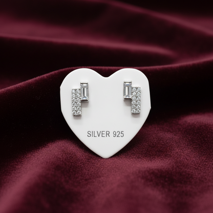 92.5 Silver White Stone Studs | Classic Everyday Design | Jewellery