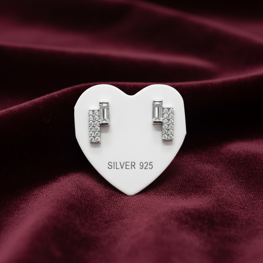 92.5 Silver White Stone Studs | Classic Everyday Design | Jewellery