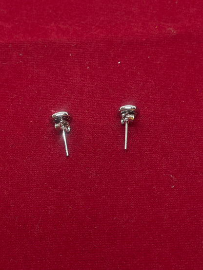 92.5 Sterling Silver CZ Crescent Moon & Star Disc Stud Earrings for Women | Celestial Moon Star Second Studs
