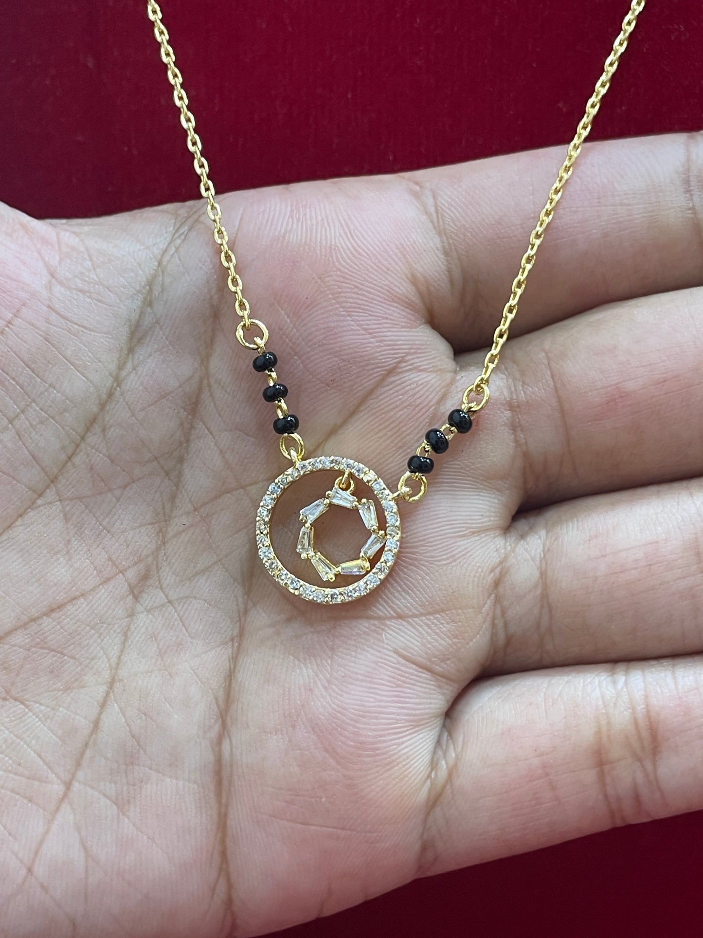92.5 Silver Gold Plated Classy Black Bead Chain for Women 19 Inches | Elegant Traditional Design | Stylish Jewellery