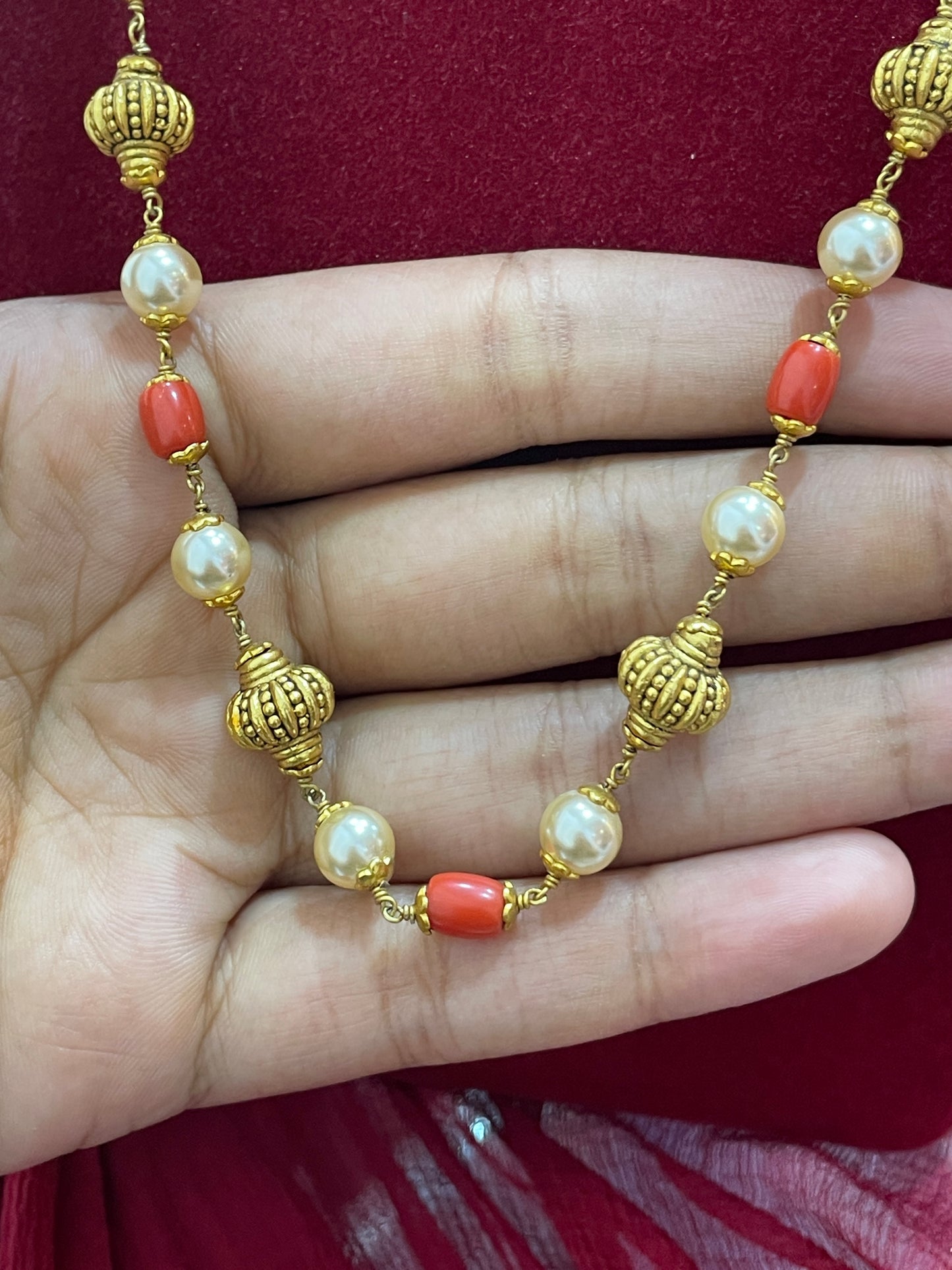 Silver gold plated nakshi mala 21 inches