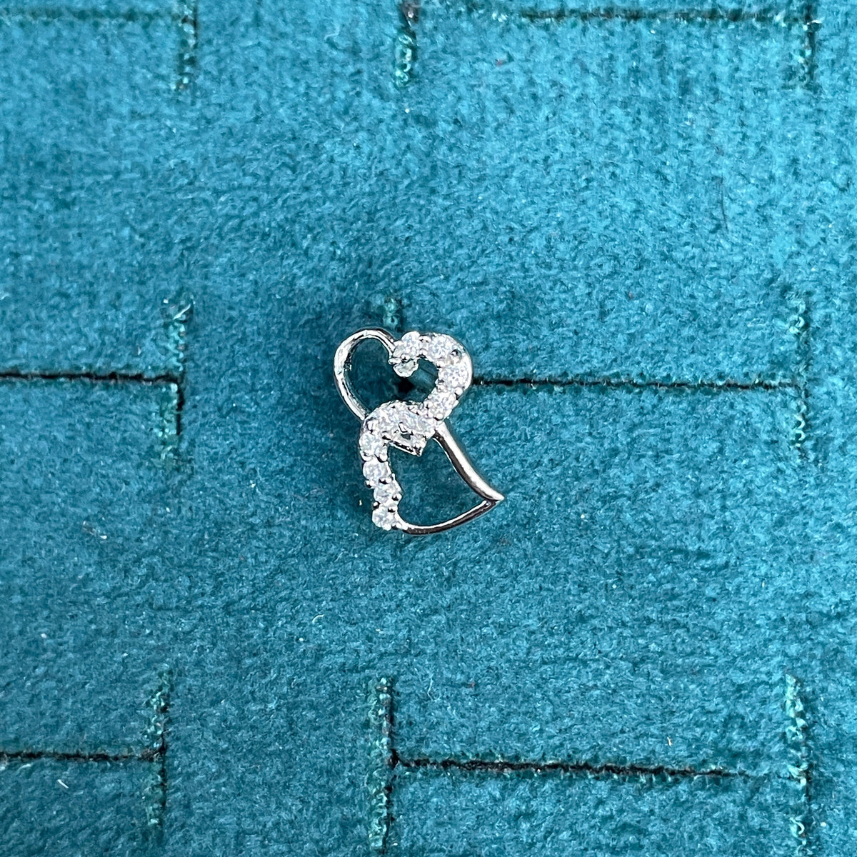 92.5 Sterling Silver CZ Open Heart Jacket Stud Earrings for Women pair