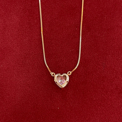 92.5 Silver Rose Gold Plated Solitaire Heart CZ Floating Pendant Necklace for Women
