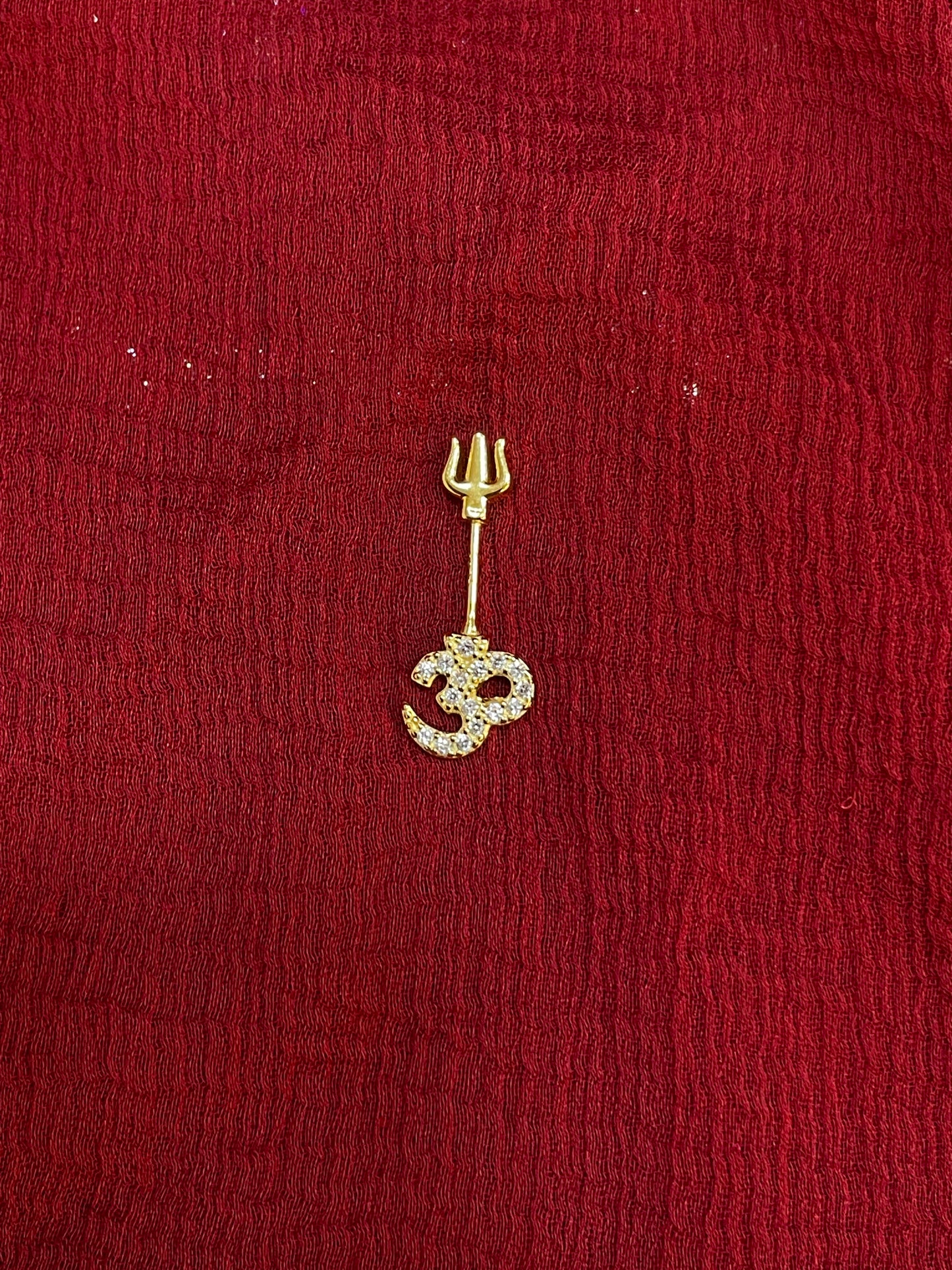 925 Silver Gold Plated Om Trishul Bugadi