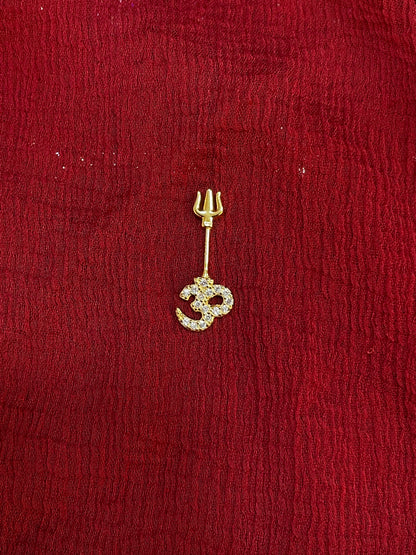 925 Silver Gold Plated Om Trishul Bugadi