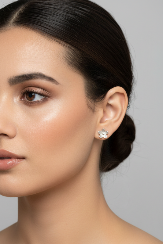 92.5 Silver Flower Earrings for Women | Stylish Floral Design | Elegant Daily Wear Jewellery