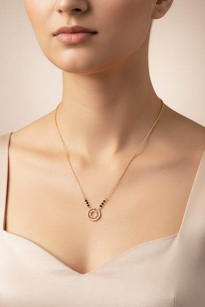 92.5 Silver Gold Plated Classy Black Bead Chain for Women 19 Inches | Elegant Traditional Design | Stylish Jewellery