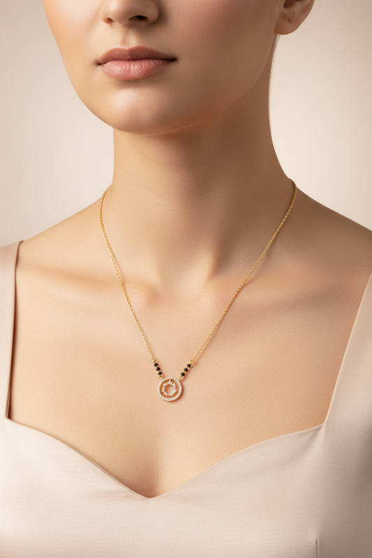 92.5 Silver Gold Plated Classy Black Bead Chain for Women 19 Inches | Elegant Traditional Design | Stylish Jewellery