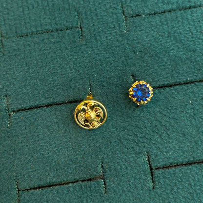92.5 Silver Gold Plated Gandaberunda Reversible Stud Single Piece