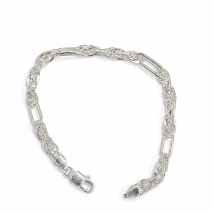 92.5 Silver Figaro Chain Bracelet for Men