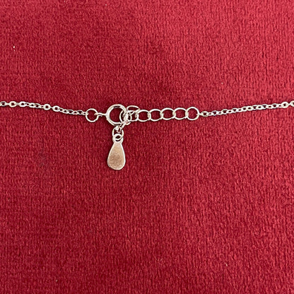 92.5 Silver Pave CZ Bow Pendant Necklace with Pearl & Silver Ball Drops for Women
