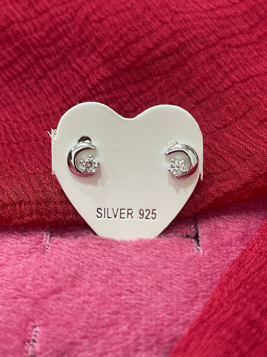 92.5 Silver Crescent Moon Studs | Elegant Minimal Design | Jewellery