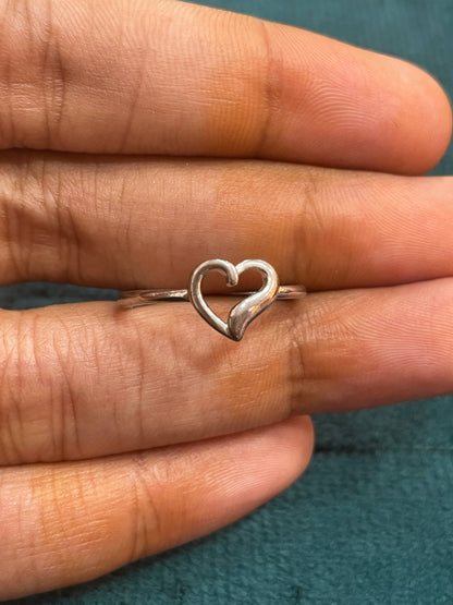 92.5 Silver Simple Heart Ring for Women Size 12 | Minimal Love Design | Elegant Jewellery