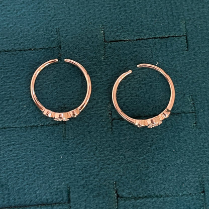 92.5 Silver Rose Gold Plated White CZ Circle Toe Rings