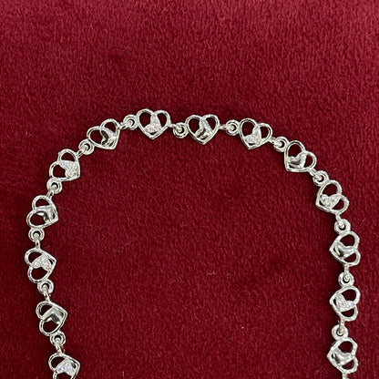 92.5 Silver Heart Link Bracelet for Women